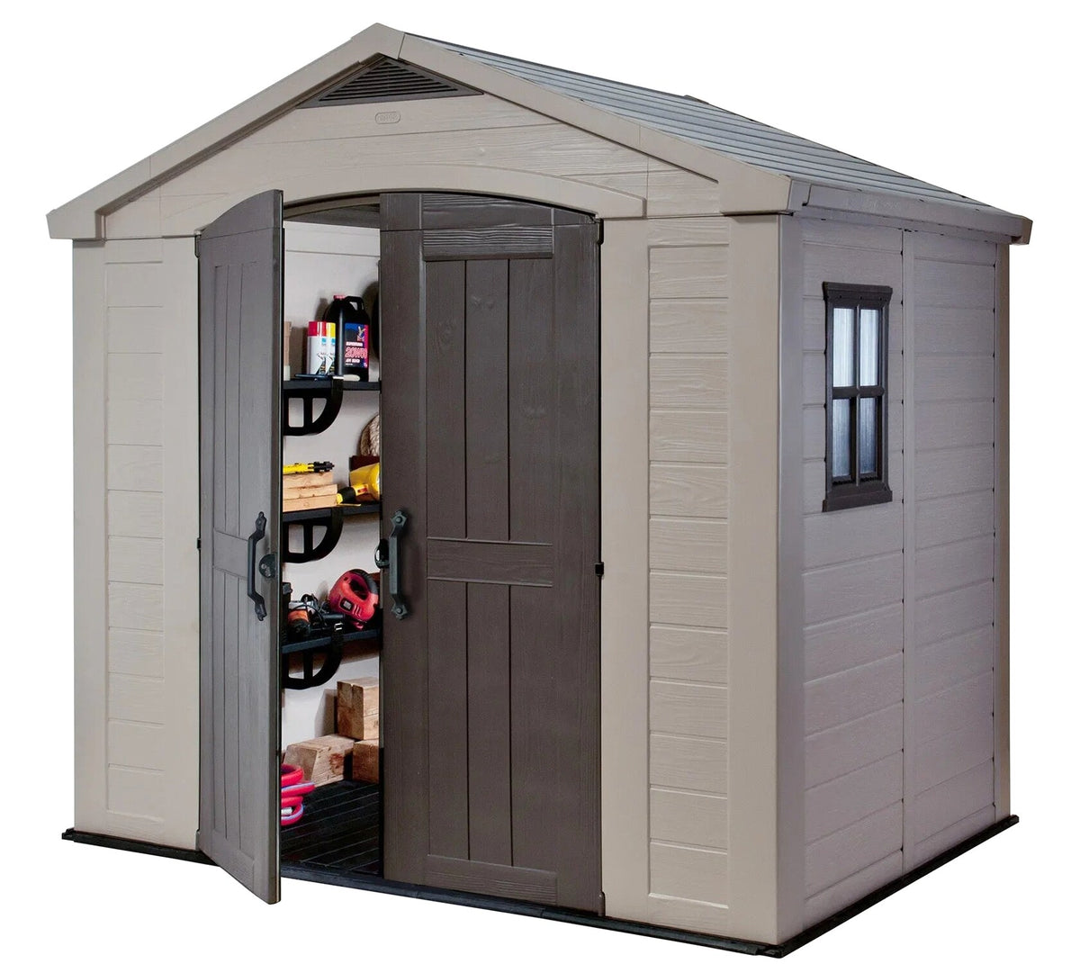 Keter Resin Outdoor Storage Shed, Taupe, 8 x 11 Foot - Factor