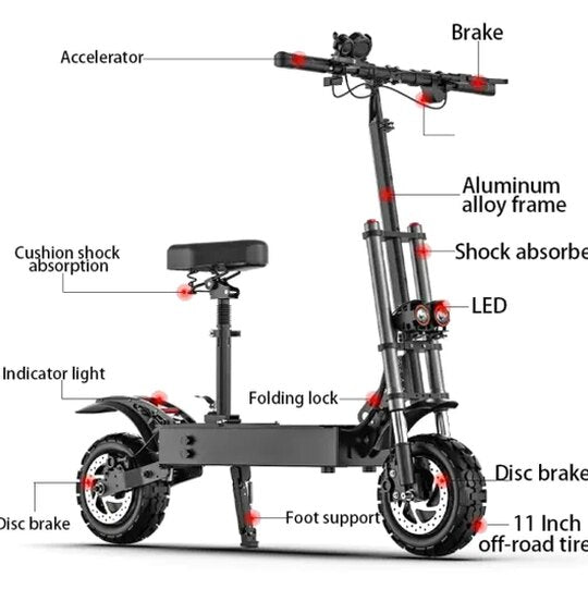 eHoodax Electric Scooter, 5600W Dual Motor, 60V40AH, 11-Inch Tires, Regular Version 20 Miles - HB07