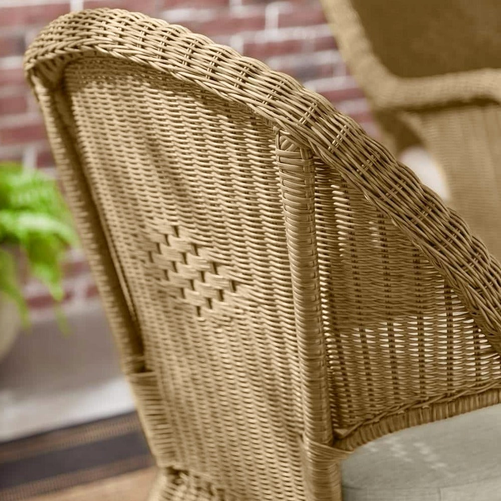Hampton Bay Rosemont Light Brown Steel Wicker Stackable Outdoor Patio Lounge Chair With Putty Tan Cushion - 65-91-1BR-996
