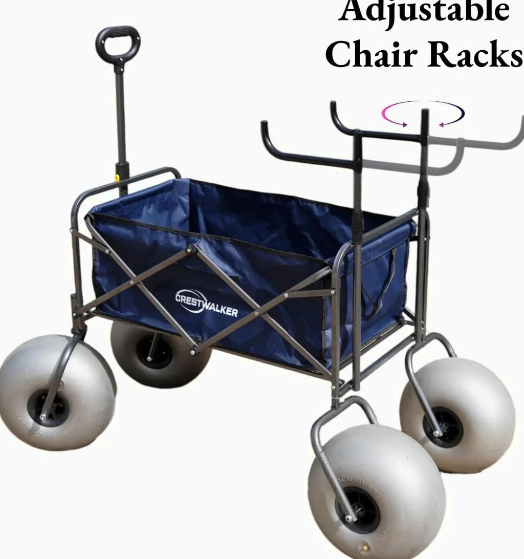 CRESTWALKER Beach Cart With 13in Balloon Wheels, Chair Racks And Pump - Beach Wagon
