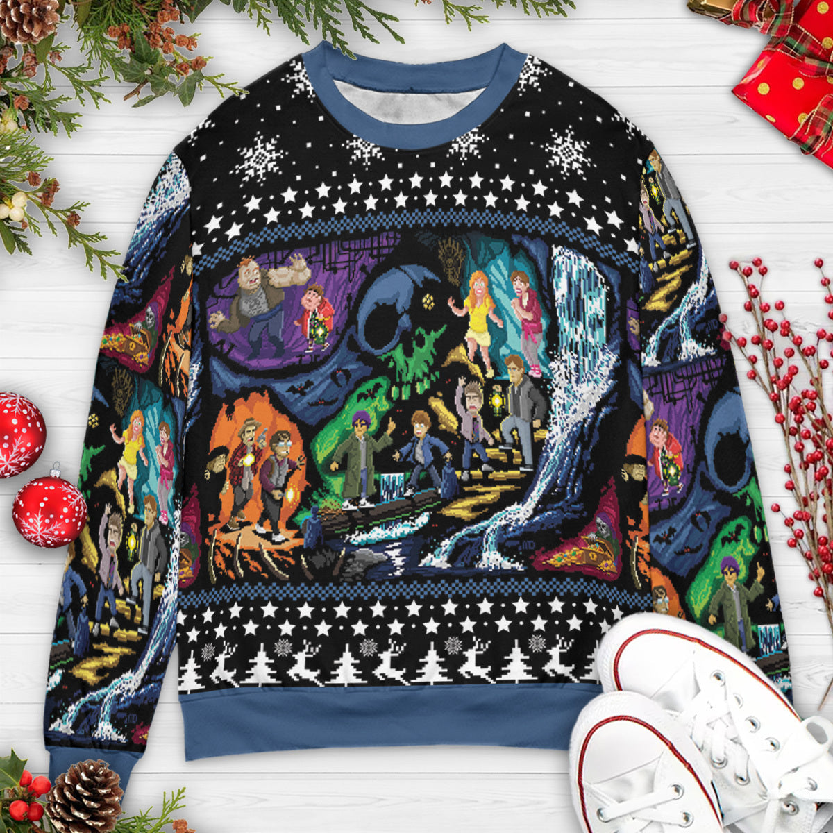 Goonies 80s Pixel Art Ugly Christmas Sweatshirt