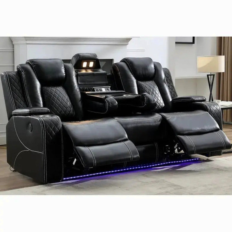 Power Reclining Sofa With Wireless Charging, Reading Light, USB/AC Ports And Cup Holders