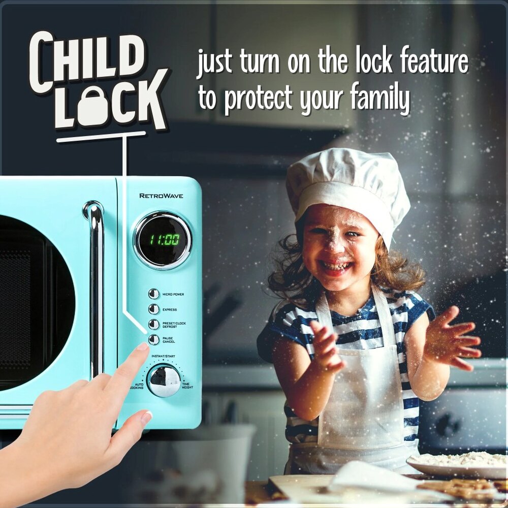 Nostalgia 0.7 Cu Ft 700W Countertop Microwave Oven - Aqua