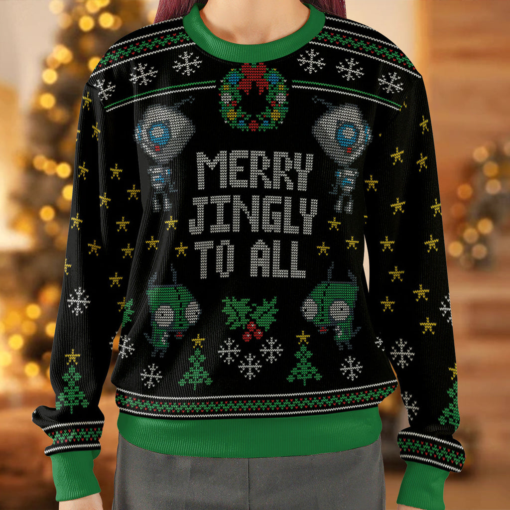 Merry Jingly Invader Zim Ugly Christmas Sweatshirt