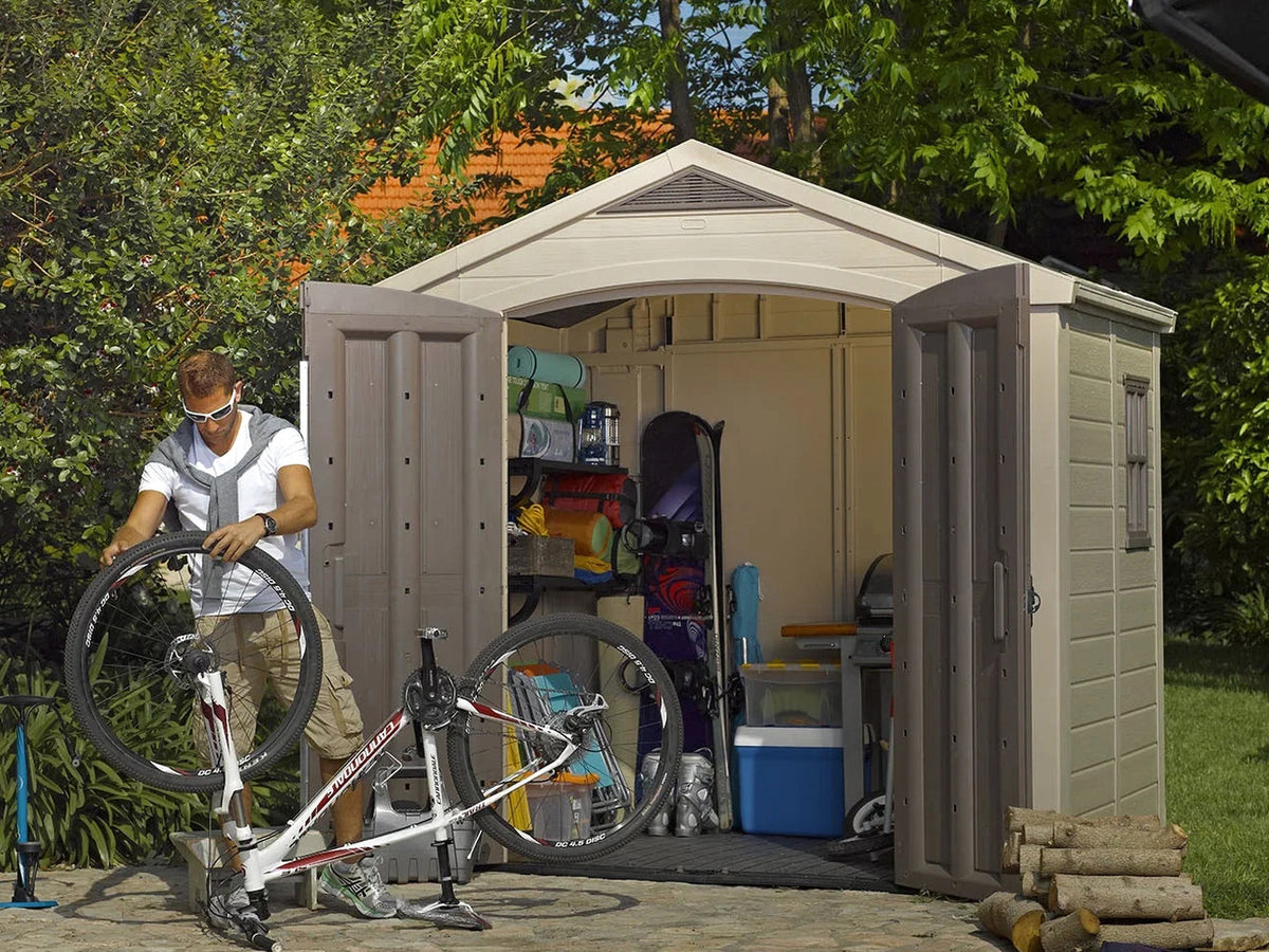 Keter Resin Outdoor Storage Shed, Taupe, 8 x 11 Foot - Factor