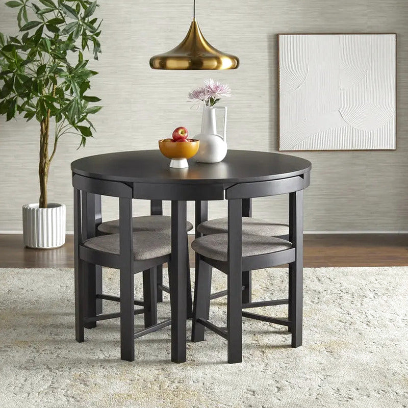 Tobey Harrisburg 5-Piece Round Dining Set, Table 29.6H x 41.3W x 41.3D, Chair 28.75H x 16.5W x 16.5D