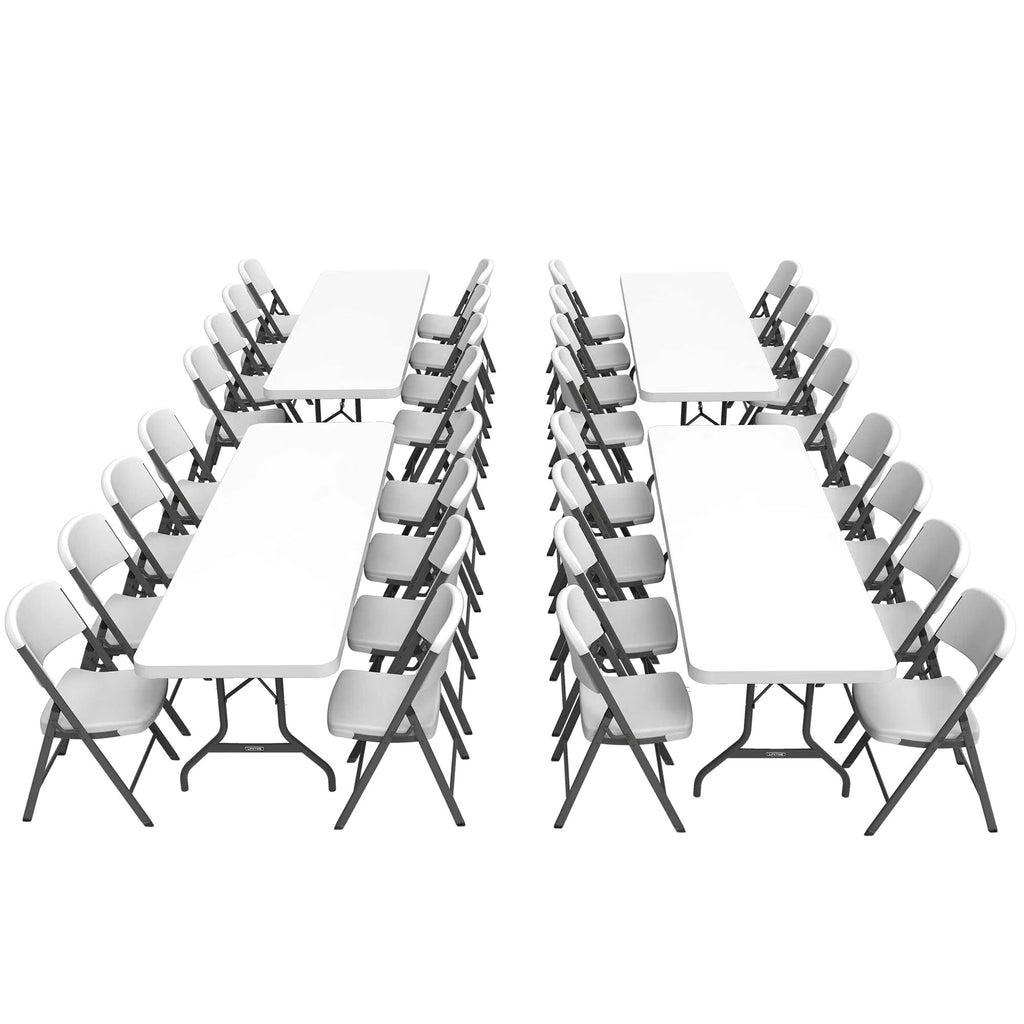 Lifetime 4 8-Foot Rectangle Folding Tables And 32 Chairs Set, White Granite - 80147