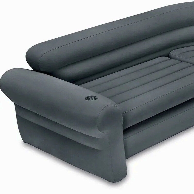 Intex Inflatable L-Shaped Corner Lounge Sofa, Gray, 2-Pack, 30 Inches - Built-In Cup Holders