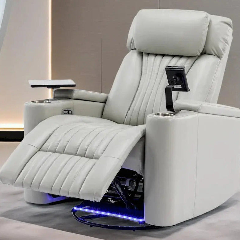 Power Recliner Chair With USB Charging Ports, Cup Holders And Swivel Tray Table - 270-Degree Swivel