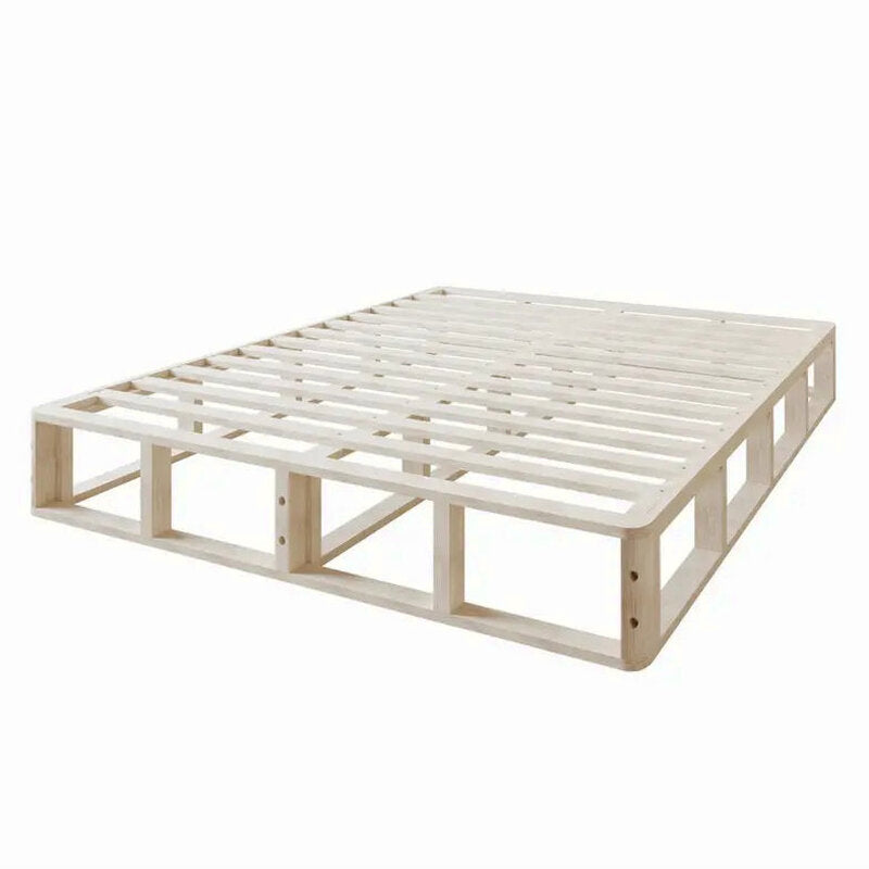 CraftPorch Solid Wood Box Spring Foundation, 8-Inch Low-Profile Base With 10 Wooden Slats, Warm Grey