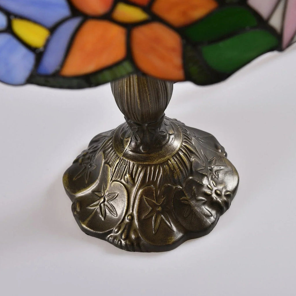 Tiffany Style Stained Glass Hummingbird Table Lamp 12in Shade, 18in Tall