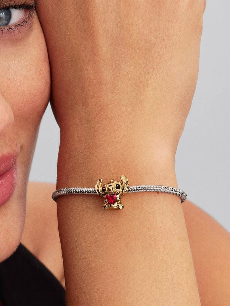 Gold-Plated Alien Character Heart Charm