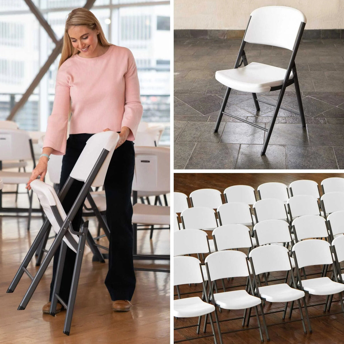 Lifetime 4 8-Foot Rectangle Folding Tables And 32 Chairs Set, White Granite - 80147