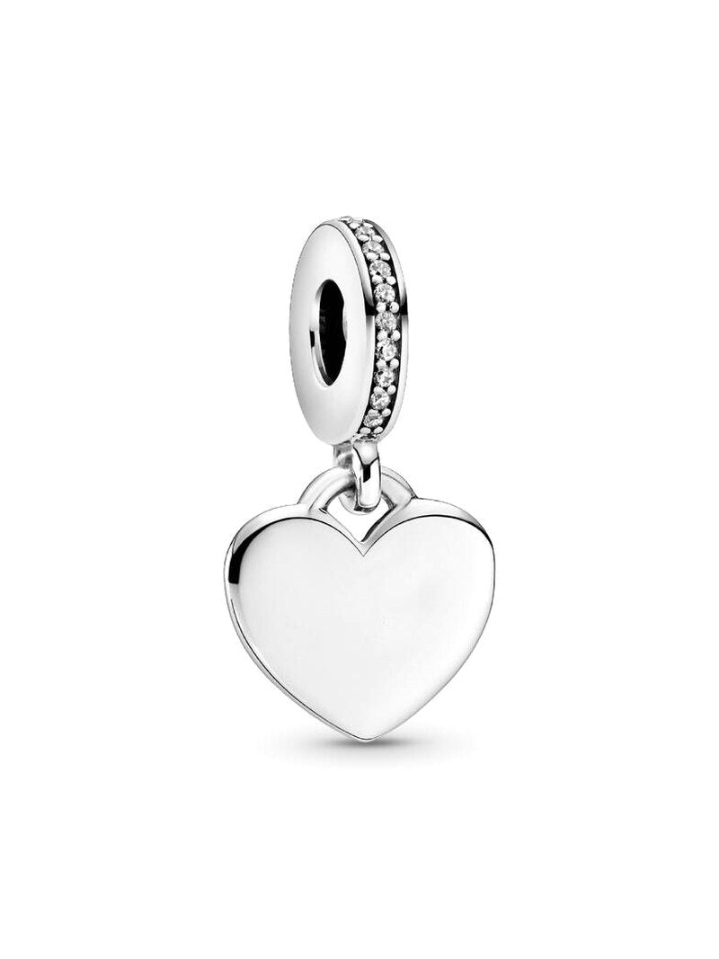 Sterling Silver Engravable Heart Charm Bracelet Set
