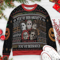 They Know If you've been naughty Horror Characters Ugly Christmas Sweatshirt