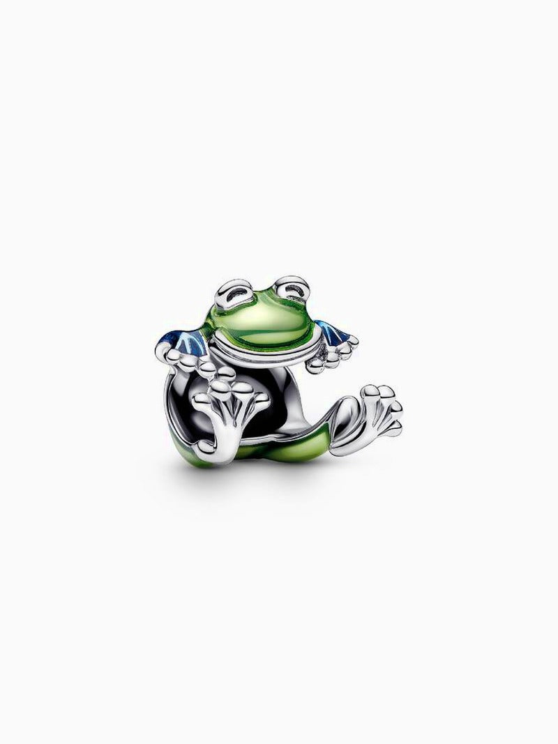 Sterling Silver Enamel Climbing Frog Charm