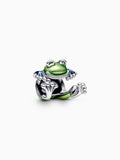 Sterling Silver Enamel Climbing Frog Charm