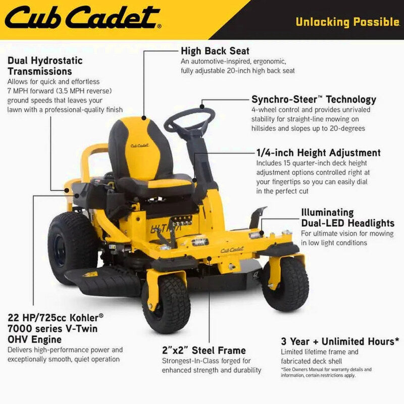 Cub Cadet Ultima ZTS1 Zero-Turn Mower, 42-Inch Fabricated Deck, 22-HP Kohler Engine