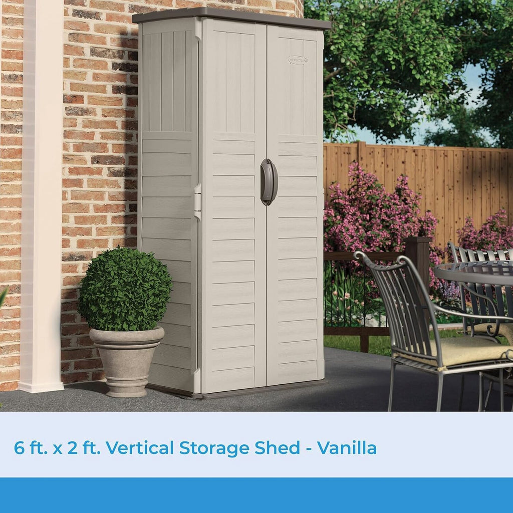 Suncast Vertical Outdoor Storage Shed - Vanilla