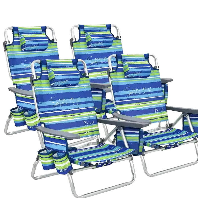 CraftPorch 4-Pack Folding Beach Chairs With 5-Position Recline