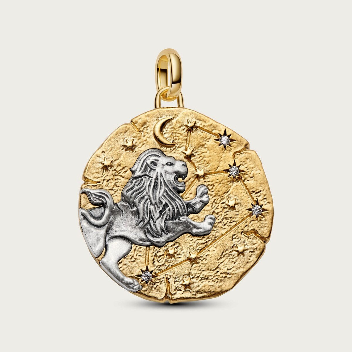 Oversized Leo Zodiac Medallion Charm - Gold