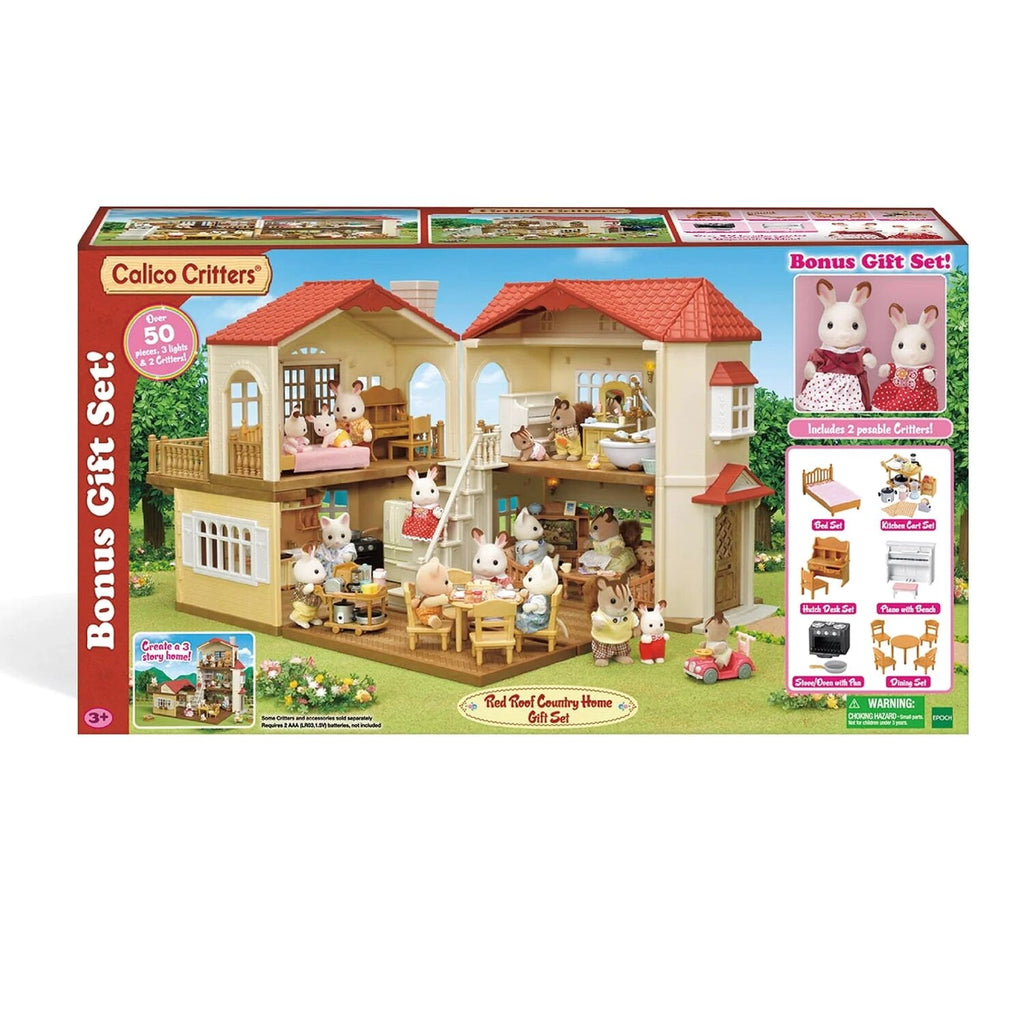 Calico Critters Red Roof Country Home Dollhouse Playset With Figures, Furniture And Accessories