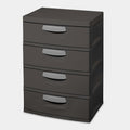 Sterilite Heavy-Duty 4 Drawer Plastic Storage Unit, Flat Gray