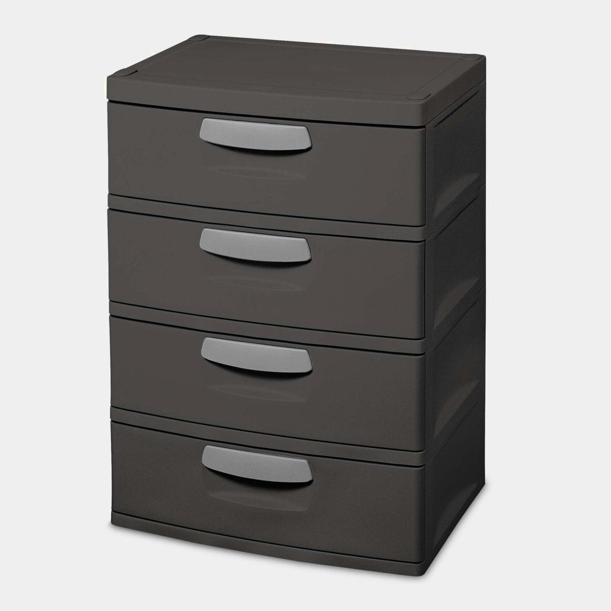 Sterilite Heavy-Duty 4 Drawer Plastic Storage Unit, Flat Gray
