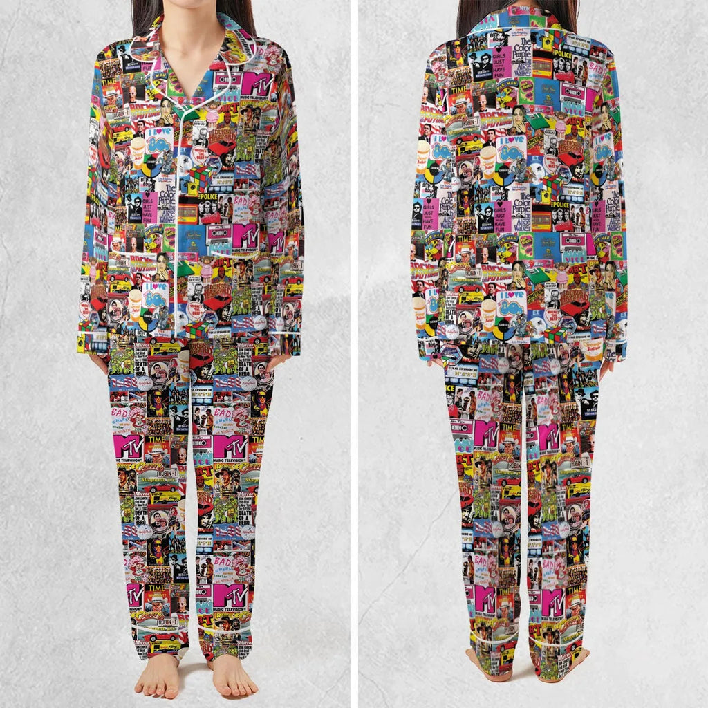I heart 80s Collage Mr. T Back To the Future Pac-man Pajamas Set