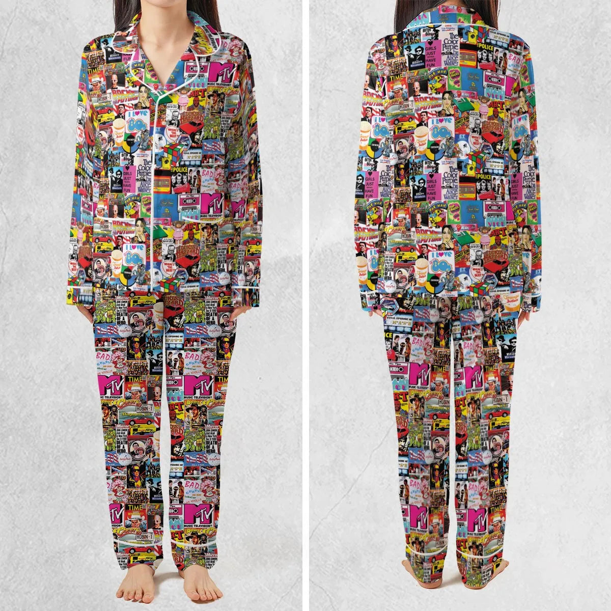 I heart 80s Collage Mr. T Back To the Future Pac-man Pajamas Set