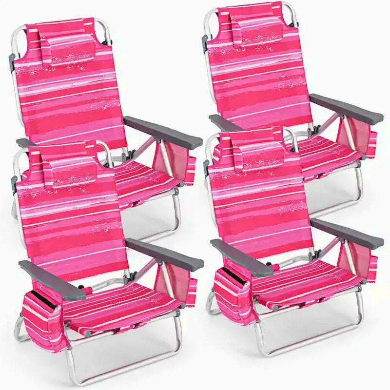 CraftPorch 4-Pack Folding Beach Chairs With 5-Position Recline