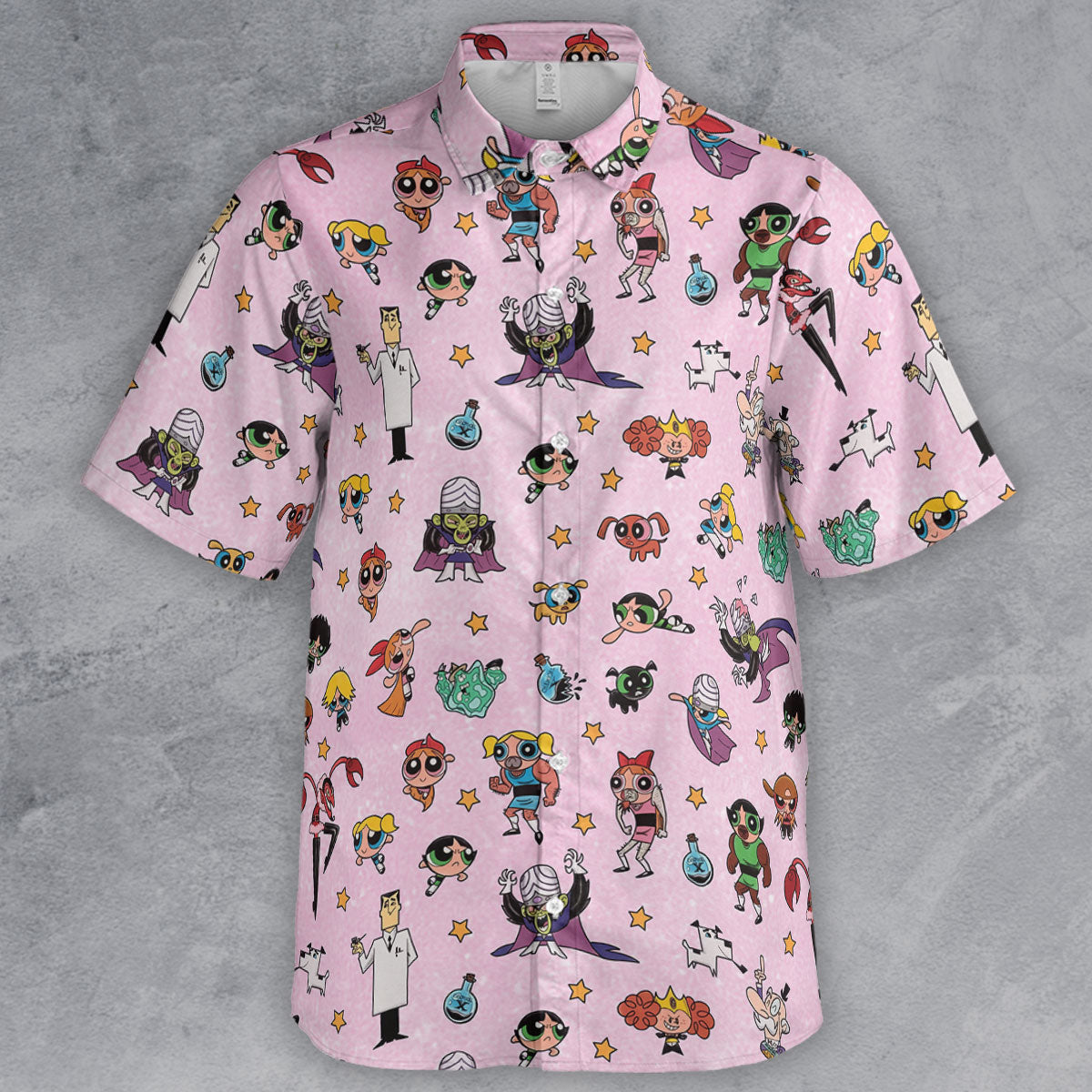 Power Puff Girls Characters Pattern Button Down Shirt