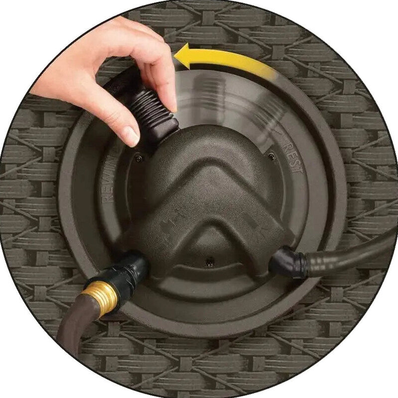 Suncast Aquawinder 125 Water-Powered Wicker Hose Reel - Java