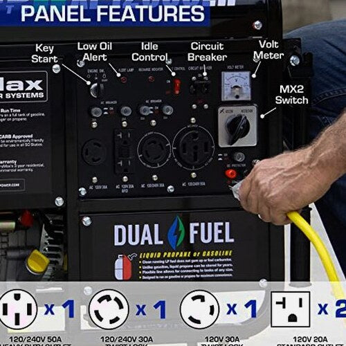 DuroMax Dual Fuel Generator 12,000W Gas/Propane, 457cc 4-Stroke Engine - XP12000EH