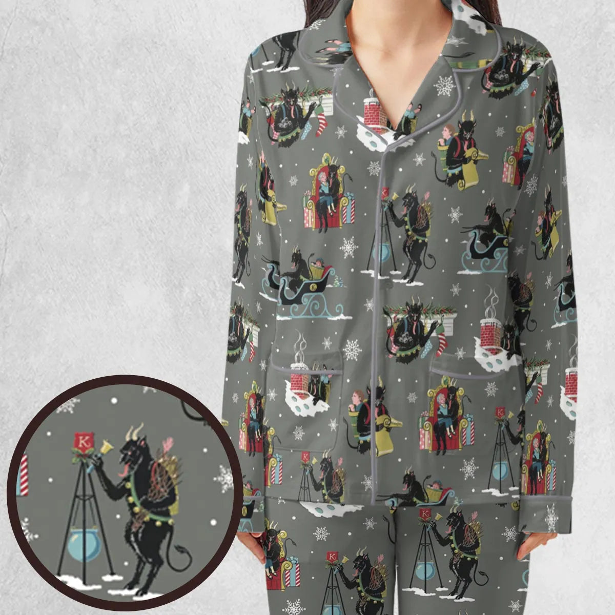 Unusual Christmas Krampus Pajamas Set