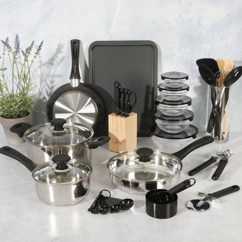 Gibson Home 71-Piece Stainless Steel Silver Cookware Combo Set