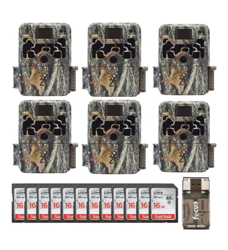 Browning Trail Cameras Dark Ops Extreme 16MP Trail Camera 6-Pack With 12 16GB SD Cards And USB 2.0 Card Reader - Dark Ops Extreme