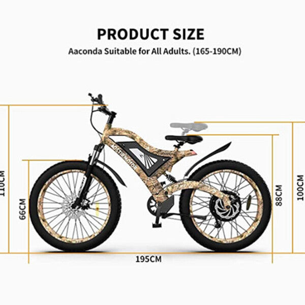 Aostirmotor Electric Mountain Bike, 1500W, 26 Inch Fat Tires, 48V 15Ah Battery, Aluminum Frame