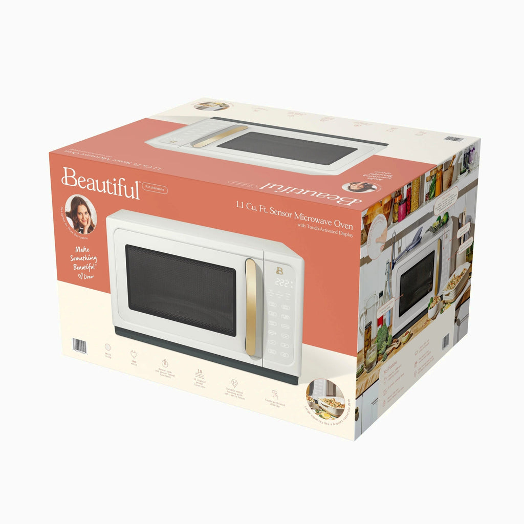 Beautiful 1.1 Cu ft 1000 Watt Sensor Microwave Oven, White Icing - BFCMS811WEST10
