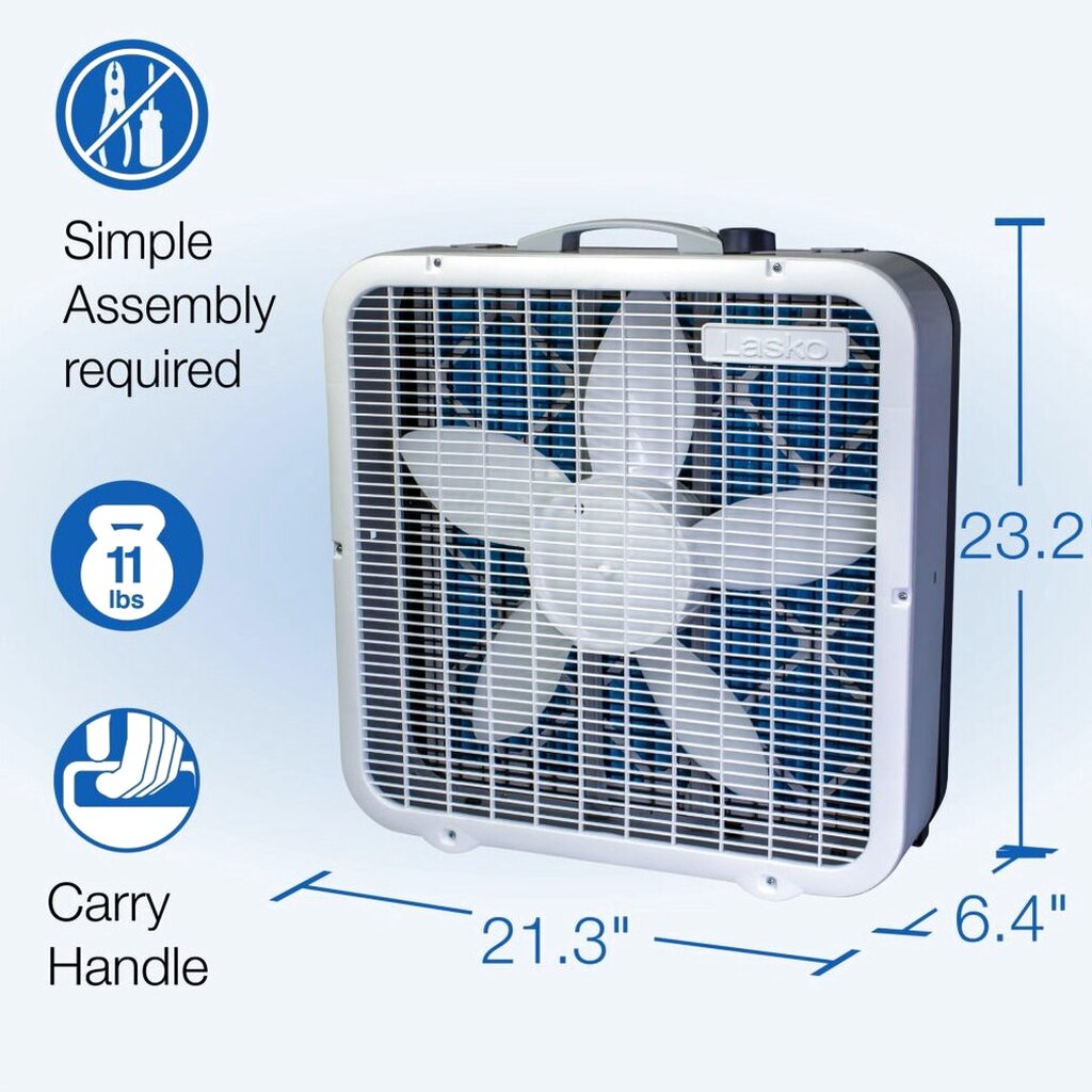 Lasko Air Flex 2-in-1 20-Inch Box Fan And Air Purifier, 3 Speeds, White - FF305