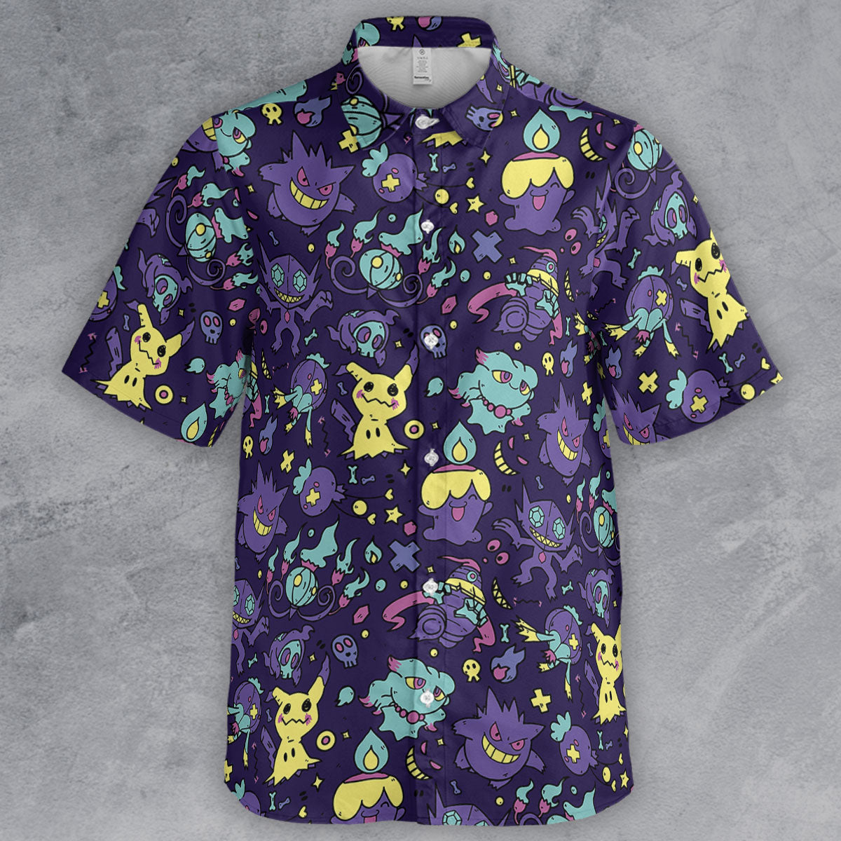 Gengar Ghost Pokemon Pattern Button Down Shirt