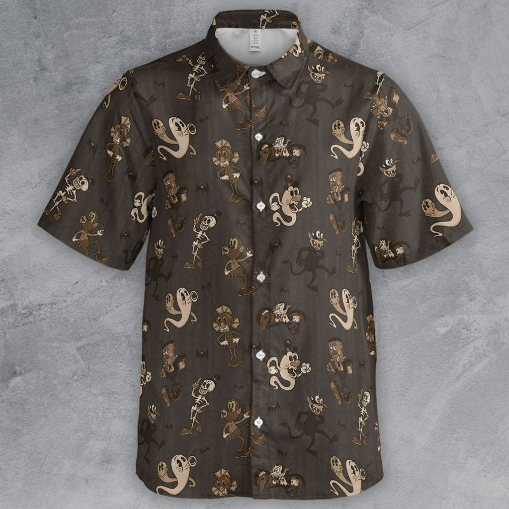 Horror Classic Monsters Universal Monsters Rubberhose Style Pattern Button Down Shirt