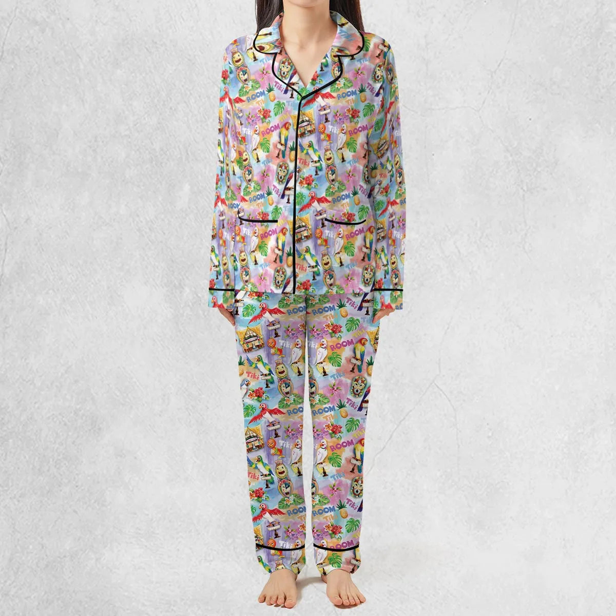 Tiki Room With Orange Bird Pajamas Set