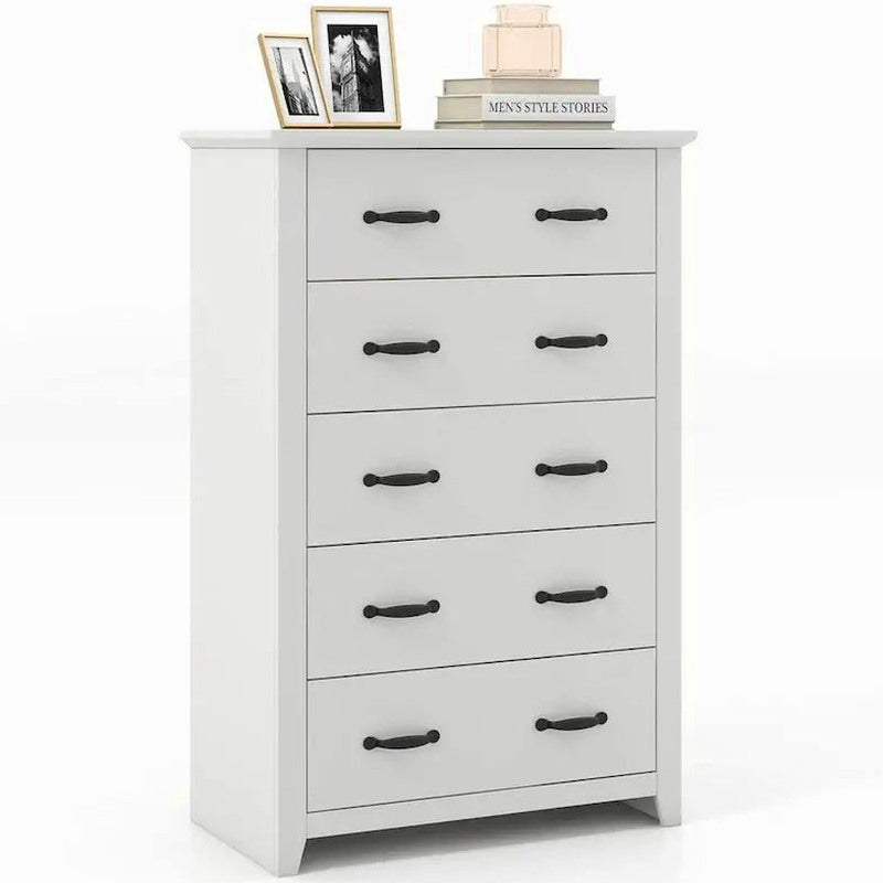 5-Drawer Storage Cabinet, 31 x 17 x 47 in, MDF - Dark Grey, Walnut, Or White