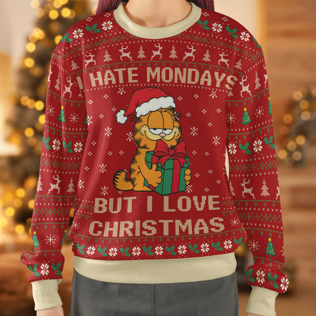 Hate Monday But Love Xmas Garfield Ugly Christmas Sweatshirt