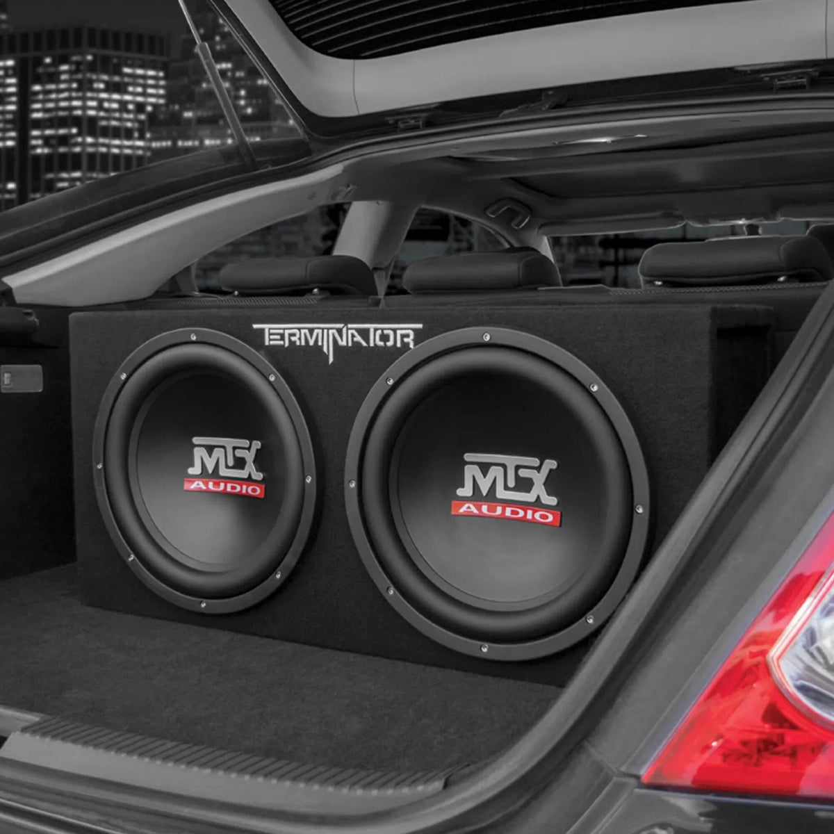 MTX Dual 12in Loaded Car Subwoofer Enclosure With Amplifier And Amp Kit - TNP212D2
