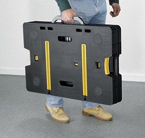 Keter Folding Work Table, 1000 lbs Capacity, Two 12 in Clamps, Black/Yellow - 197283