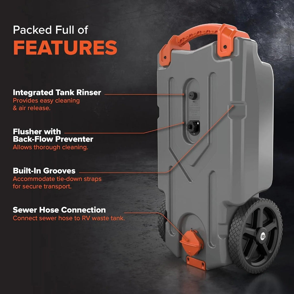 Camco Rhino 36-Gallon Portable RV Tote Tank With 2 Wheels - 39006