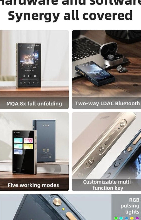 FiiO Hi-Res Music Player, Android 13, Snapdragon 680, 64 GB, Blue-Black - M21