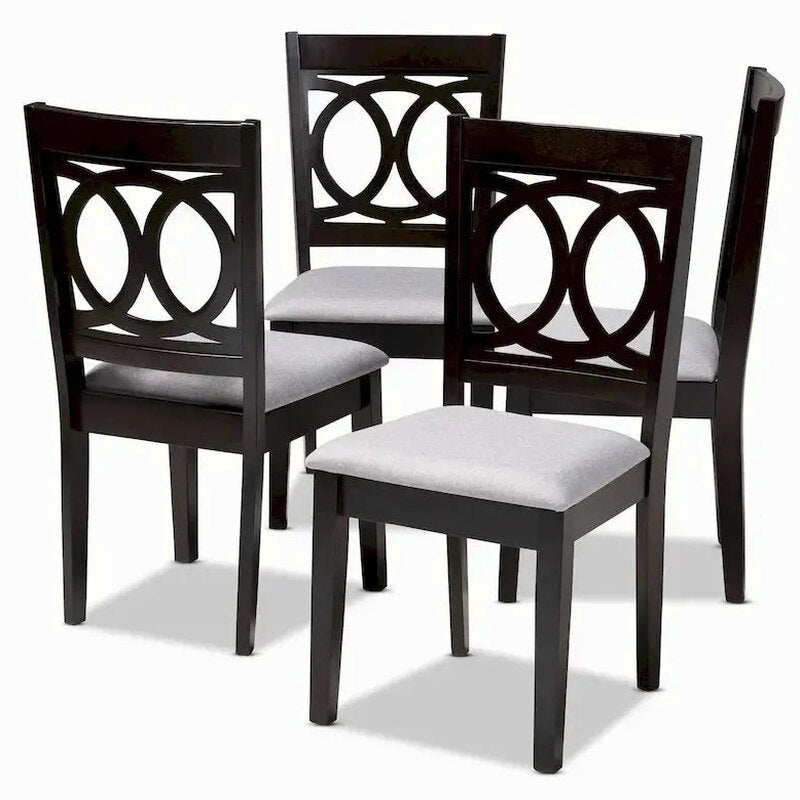 Contemporary 4-Piece Dining Chair Set With Fabric Upholstery - Espresso Brown